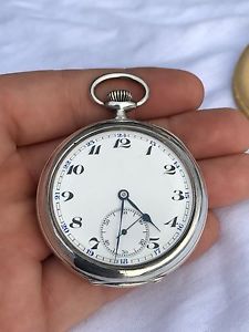 Rare High Grade Swiss TECHNICUM La Chaux-De-Fonds school silver pocket watch 24H