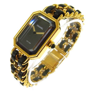 Authentic CHANEL Vintage Premiere Wristwatch Gold Quartz Swiss Made #L V09681