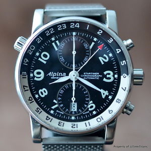 ALPINA STARTIMER GMT VALJOUX 7754 AL750x4R16 42MM STAINLESS STEEL AUTOMATIC RARE