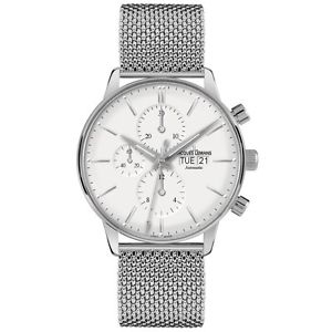 Jacques Lemans CLASSIC AUTOMATIK Chronograph Uhr Herrenuhr Edelstahl weiß N-208E