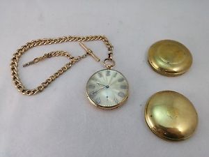 large 18 k gold swiss pocket watch full jeweled signed David Humbert runs
