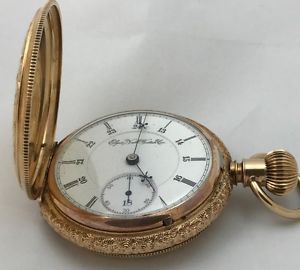 Vintage 1894-14k Solid Gold Pocket Watch Elgin Watch Co. Marked For B.W.Raymond