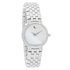Movado Faceto Diamond Ladies MOP Dial Swiss Quartz Watch 0605146