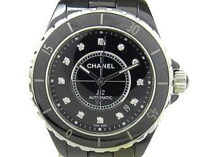 Authentic CHANEL J12 12P Diamond Watch Ceramic Diamond Men Automatic H1626