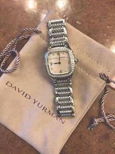 DAVID YURMAN DIAMOND PEARL STAINLESS~STERLING .56TCW 25MM THOROUGHBRED WATCH