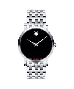 *BRAND NEW* Movado Men's Black Dial Silver-Tone Watch 0606115