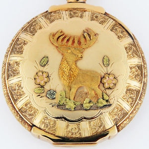 Elgin G.M. Wheeler 14K Tri-Color Gold HC LS Box Hinge 55mm Pocket Watch 147g