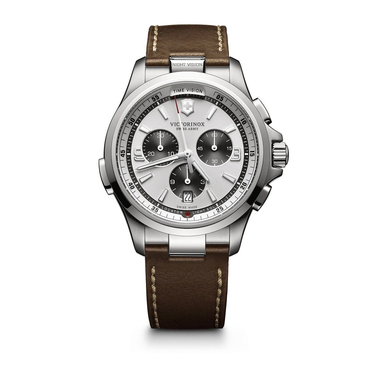 Victorinox Swiss Army Night Vision Chronograph 241729 Silver / Brown Ecologicall