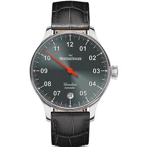 MEISTERSINGER MEN'S CIRCULARIS 43MM BLACK LEATHER BAND AUTOMATIC WATCH CC907