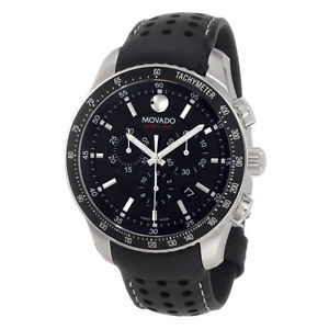 Movado SERIES 800 Men's 42mm Chronograph Black Leather Quartz Date Watch 2600096