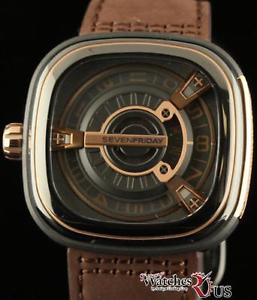 SEVENFRIDAY NEW M-SERIES Rose PVD Calf Leather Strap Box/Papers/Warranty #M2-02
