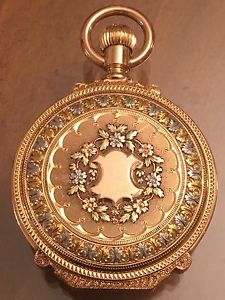 1880's Agassiz Multi Color 18k Solid Gold Pocket Watch 54.5 Grams 36mm