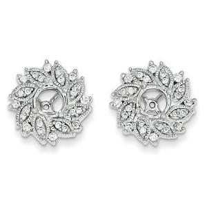 14k White Gold Pave Diamond 0.60ct G/SI1 Flower Earring Jacket For Stud Earring