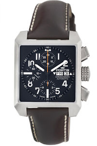 Fortis Men's 667.10.41 L.16 Square AUTOMATIC CHRONO Luminous Brown Leather Watch