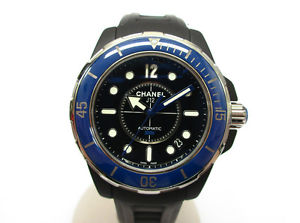 Pre-Owned CHANEL J12 Marine Black Ceramic/Rubber Men's Automatic Watch H2561,MR