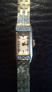 Ladies Diamond Watch/Ladies 14K Yellow Gold Ebel Diamond Bracelet