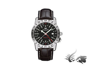 Glycine Airman Automatic Watch, GMT (4 hands, three timezones)., Black, GL 293
