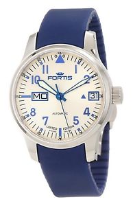 Fortis Mens 700.20.92 SI.05 F-43 Flieger Automatic Day & Date Blue Rubber Watch