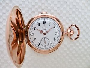 Antique 14K ROSE GOLD MINUTE REPEATER CHRONOGRAPH Pocket Watch Weil Freres