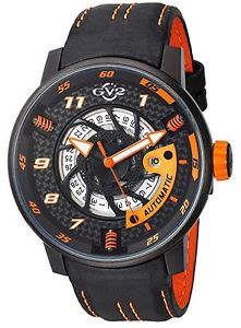GV2 By Gevril Men's Motorcycle Sport Watch 1304 Automatic Black Leather Date