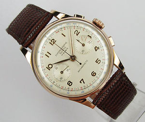 Vintage & Big CHRONOGRAPHE SUISSE, chronograph, 18 kts solid gold , made in 50's