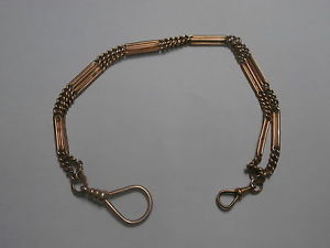 Antique  solid gold 14ct chain for pocket watch, 295mm, weight 29.64gr, marked