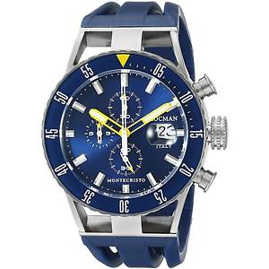 LOCMAN MEN'S 44MM BLUE RUBBER BAND STEEL CASE QUARTZ WATCH 051200BYBLNKSIB
