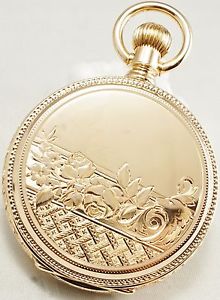 Solid 14k Elgin 15 jewel 16s Ornate Pocket Watch with protective shroud