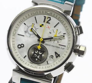 Pre-owned Louis Vuitton Tambour Lovely Cup Chronograph Q132C SS Leather Watch,AS