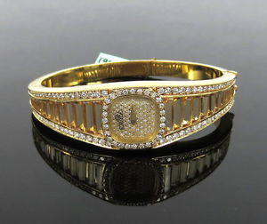 Estate Etoile 3.50ct Diamond & 9.0ct Citrine 18K Yellow Gold Bangle Watch