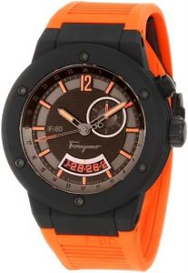 Ferragamo Men's F55LGQ6876 SR62 F-80 Black Carbon Fiber Orange Rubber Wristwatch