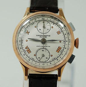 Vintage 18K Rose Gold Chrono - Chronographe Suisse