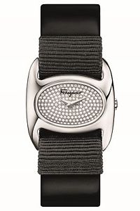 Ferragamo Women's FIE060015 VARINA Diamonds Black Leather Wristwatch