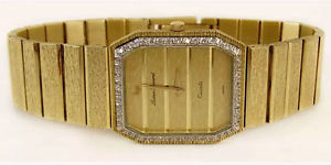 14k Solid Gold/Diamonds Lucien Piccard Quartz Wristwatch 94 GRAMS