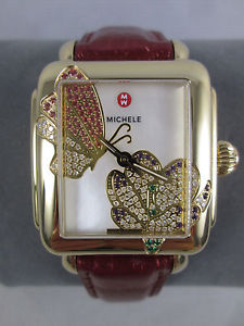 NEW Michele Gold Diamond Gem Stone Deco Jardin Limited Ed Watch MWW03T000077