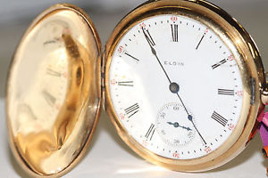 Elgin 14K Yellow Gold Pocket Watch 15 Jewels Engraved