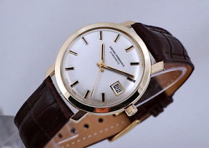 VINTAGE GIRARD-PERREGAUX GYROMATIC DATE 14K GOLD 35MM CASE CLEAN CONDITION 1960s
