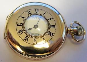 16 size Waltham PS Bartlett Pocket Watch in Dennison 9k Gold Demi Hunter Case