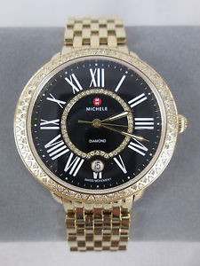 Michele Serein 16 Gold Diamond Watch Black Dial MW21B01B0965 Refurbished NIB