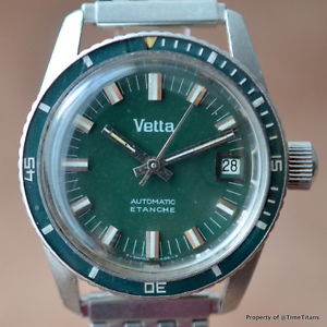 VETTA 1960's VINTAGE DIVER RARE GREEN ACRYLIC BEZEL AND DIAL 35MM AUTOMATIC 200M