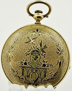 Stunning 18k + Enamel Albert Duval Swiss Ornate case watch 44mm