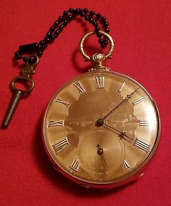 M.I. TOBIAS POCKET WATCH LIVERPOOL 18KT NICE ENGRAVING RARE 13 JEWEL