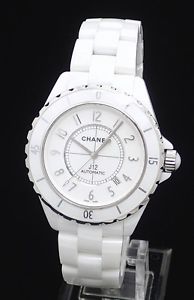 Authentic CHANEL J12 WHITE CERAMIC BAND dial 42mm Men's AT watch H2981