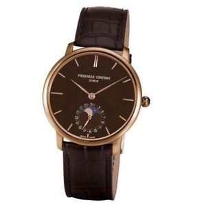 Frederique Constant Mens FC705C4S9 Slim Line 18K Rose Gold Swiss Automatic Watch
