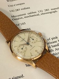Vintage 18K Universal Geneve Uni Compax Chronograph Watch 38mm Mint!