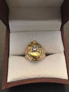 Alaska Gold Nugget And Diamond Ring