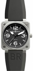 BR-01-92-STEEL | BELL & ROSS AVIATION | NEW MENS BLACK DIAL AUTOMATIC 46MM WATCH