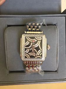Nwt Michele Art Deco Diamond Silver Black Watch (252 Diamonds0.96ct)$3000