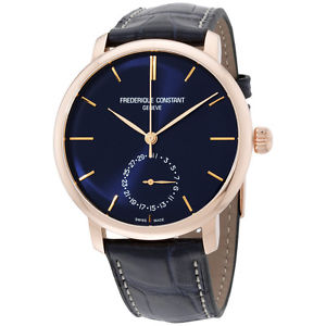 Frederique Constant Slimline Blue Dial Blue Leather Strap Men's Watch FC710N4S4