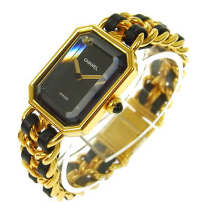 Authentic CHANEL Vintage Premiere Wristwatch Gold Quartz Swiss Made #M A30629
